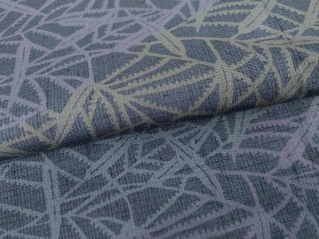 平和屋着物▽結城紬 単衣 枝葉文 証紙付き 正絹 逸品 AABI7185cs