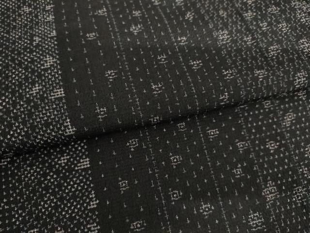 平和屋着物▽本塩沢 単衣 110亀甲 黒地 正絹 逸品 未使用 AABI7187cs