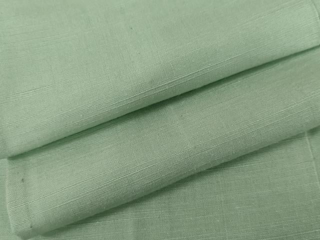 平和屋着物▽上質な紬 単衣 色無地 白緑色 正絹 逸品 AABI7191cs