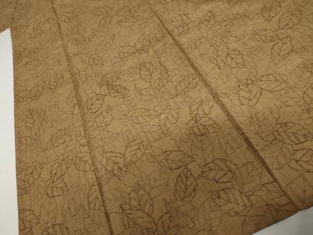 平和屋着物▽上質な紬 単衣 葉尽くし 正絹 逸品 AABI7192cs