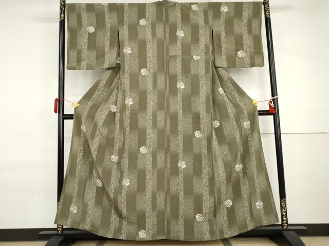 平和屋着物▽上質な小紋 単衣 雪輪に跳び兎 正絹 逸品 AABI7199cs