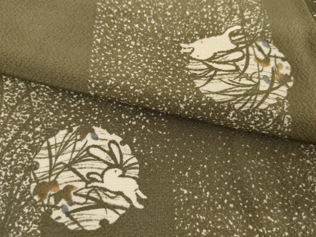 平和屋着物▽上質な小紋 単衣 雪輪に跳び兎 正絹 逸品 AABI7199cs