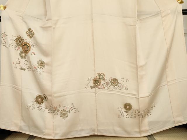 平和屋着物▽訪問着 単衣 駒刺繍 正倉院花唐草文 正絹 逸品 AABI7200cs
