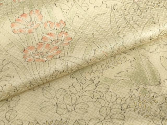 平和屋着物▽訪問着 単衣 手描き 草花文 正絹 逸品 AABI7207cs