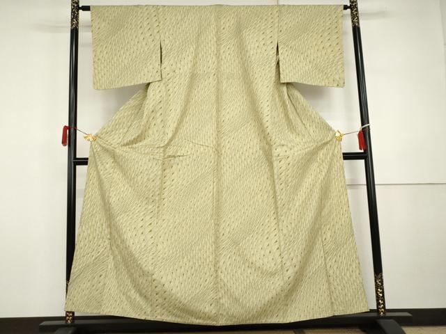 平和屋着物▽上質な紬 単衣 幾何学文様 正絹 逸品 AABI7215cs