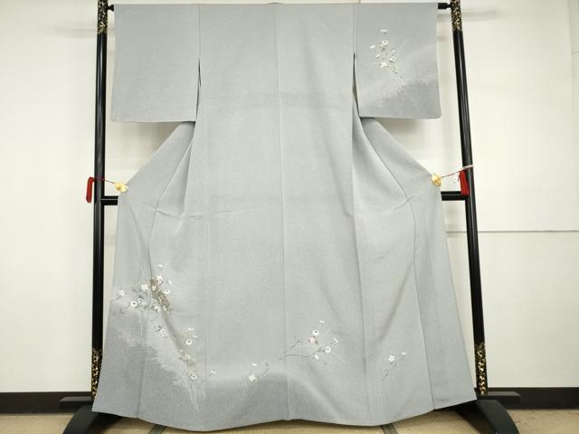 平和屋着物▽訪問着 単衣 友禅 地紙枝花文 暈し染め 正絹 逸品 AABI7222cs