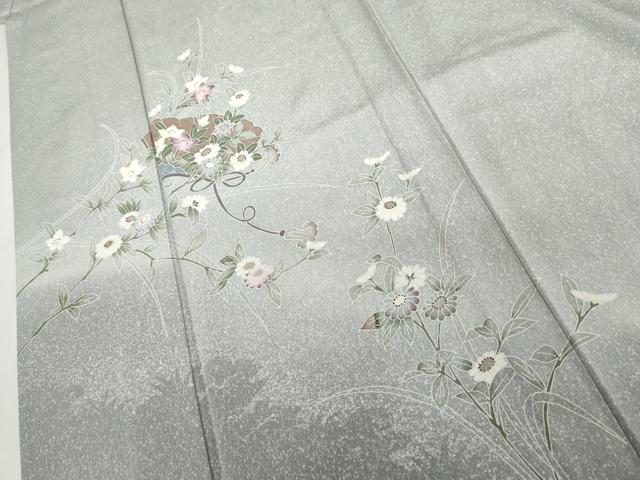 平和屋着物▽訪問着 単衣 友禅 地紙枝花文 暈し染め 正絹 逸品 AABI7222cs