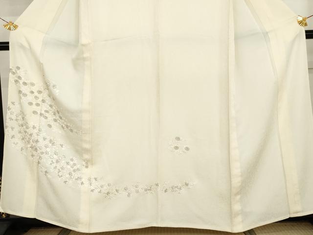 平和屋着物▽訪問着 単衣 総刺繍 枝花文 金糸 正絹 逸品 AABI7228cs