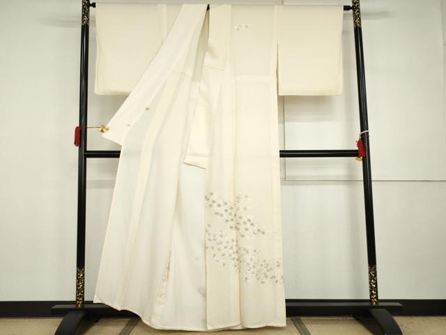 平和屋着物▽訪問着 単衣 総刺繍 枝花文 金糸 正絹 逸品 AABI7228cs