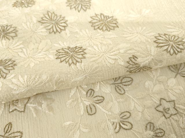 平和屋着物▽訪問着 単衣 総刺繍 枝花文 金糸 正絹 逸品 AABI7228cs
