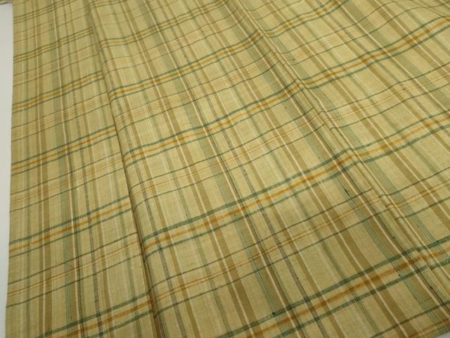 平和屋着物▽上質な紬 単衣 格子 正絹 逸品 AABI7237cs