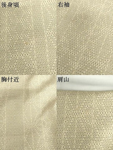 平和屋着物▽本塩沢 単衣 110亀甲 麻の葉間道 正絹 逸品 AABI7238cs