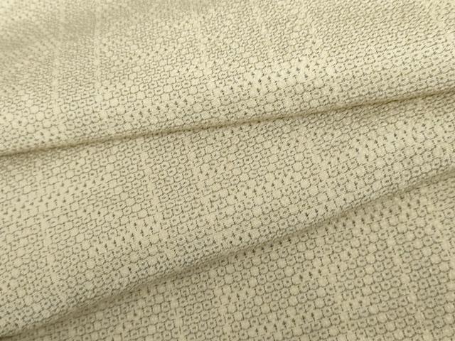 平和屋着物▽本塩沢 単衣 110亀甲 麻の葉間道 正絹 逸品 AABI7238cs