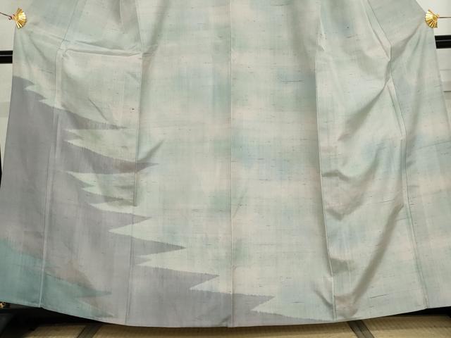 平和屋着物▽訪問着 単衣 紬地 霞文 正絹 逸品 AABI7240cs