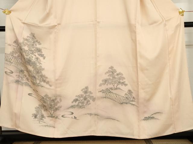 平和屋着物▽訪問着 単衣 手描き 風景草花文 暈し染め 正絹 逸品 未使用 AABI7243cs