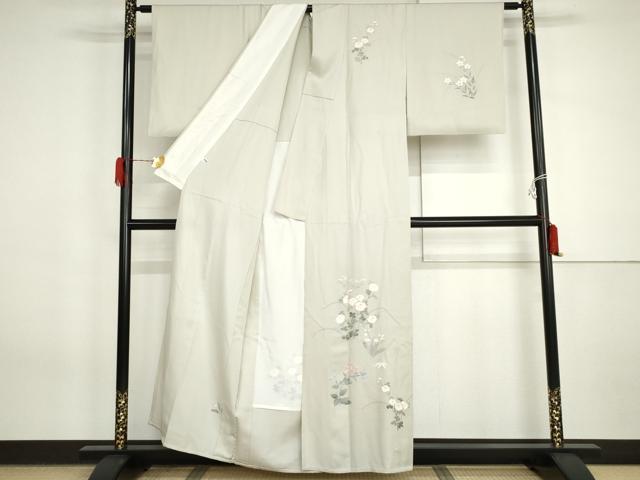 平和屋着物▽訪問着 単衣 友禅 刺繍 草花文 正絹 逸品 AABI7247cs