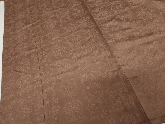 平和屋着物▽上質な色無地 単衣 幾何学花地紋 鴇浅葱色 正絹 逸品 AABI7248cs