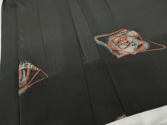 平和屋着物▽羽織 スリーシーズン 春夏秋 塵除け 幾何学文様 黒地 銀糸 正絹 逸品 AABI7256cs