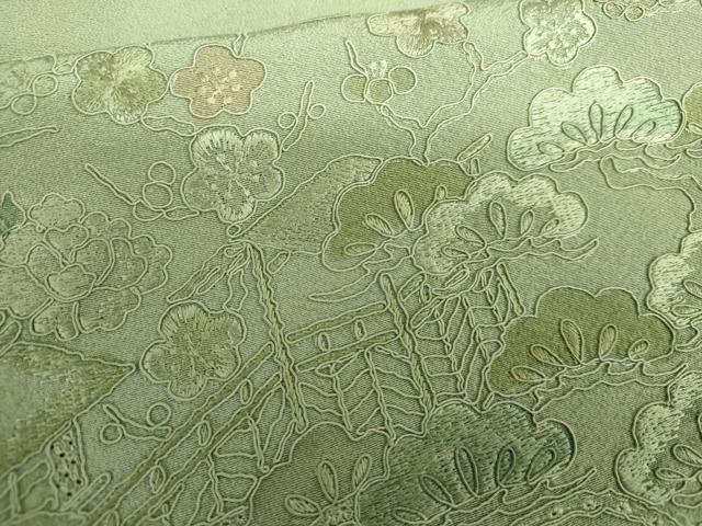 平和屋着物▽訪問着 単衣 中国三大刺繍 スワトウ刺繍 汕頭刺繍 松竹梅風景文 正絹 逸品 AABI7259cs