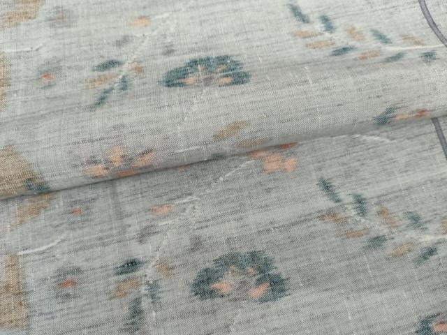 平和屋着物▽上質な紬 単衣 更紗花文 正絹 逸品 未使用 AABI7266cs