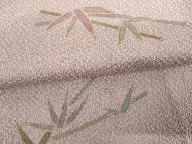 平和屋着物▽上質な小紋 単衣 笹竹文 暈し染め 金彩 正絹 逸品 AABI7271cs