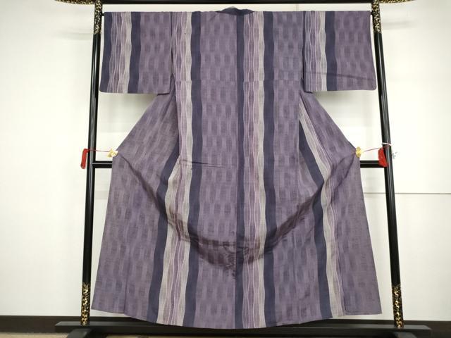 平和屋着物▽上質な紬 単衣 刺繍 刺し子 立涌文 正絹 逸品 未使用 AABI7277cs