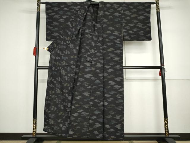 平和屋着物▽結城ちぢみ 単衣 エ霞文 正絹 逸品 AABI7286cs
