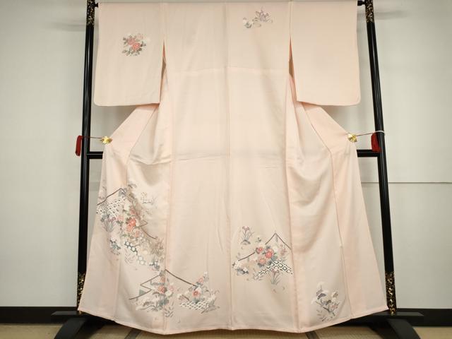 平和屋着物▽訪問着 単衣 友禅 吉祥梅松文 正絹 逸品 AABI7287cs
