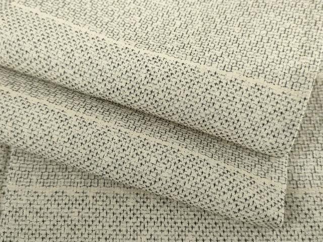 平和屋着物▽本塩沢 単衣 110亀甲 横段文 正絹 逸品 AABI7288cs