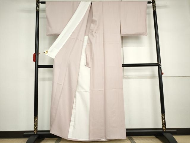 平和屋着物▽上質な色無地 単衣 檜垣地紋 紅藤色 正絹 逸品 AABI7292cs