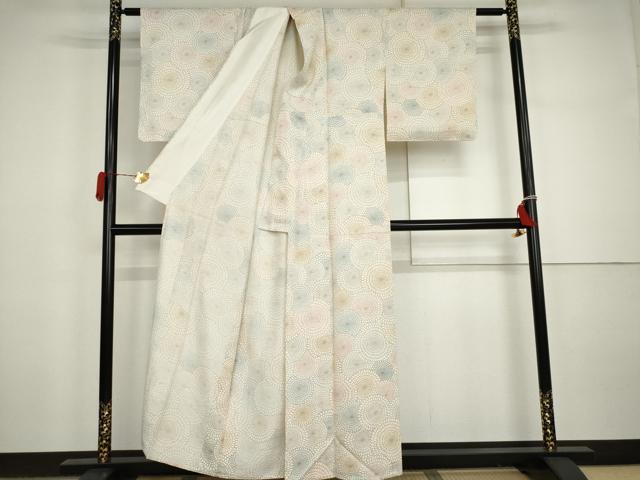 平和屋着物▽上質な小紋 単衣 菊尽くし 正絹 逸品 AABI7298cs