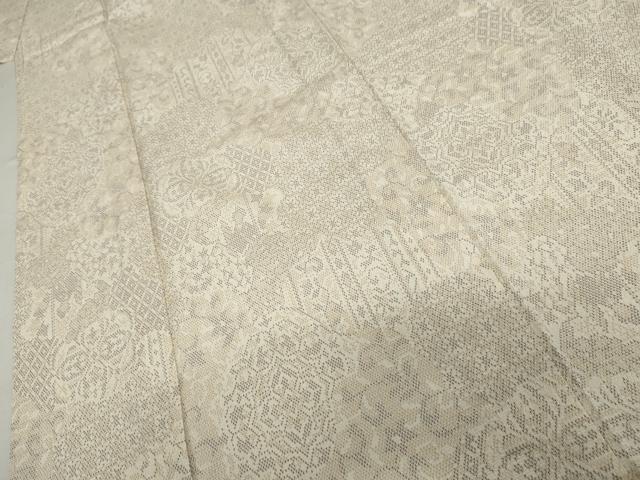 平和屋着物▽本塩沢 単衣 人物花唐草文 正絹 逸品 AABI7304cs