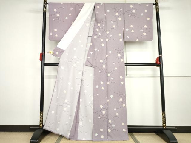 平和屋着物▽上質な小紋 単衣 芝梅文 正絹 逸品 AABI7307cs