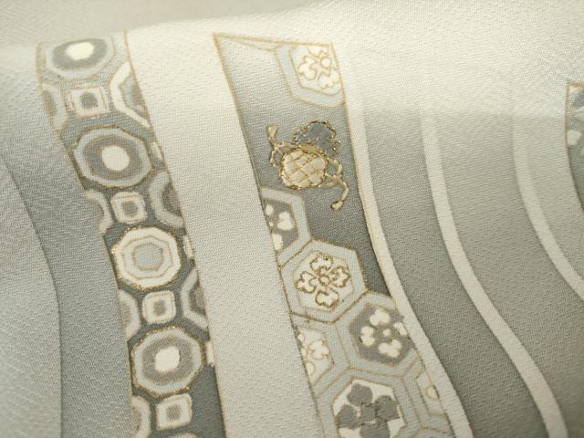 平和屋着物▽訪問着 単衣 刺繍 亀甲花文 暈し染め 金糸 金彩 正絹 逸品 AABI7309cs