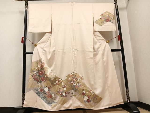 平和屋着物●訪問着 草花文 正絹 逸品 AABI7322ph