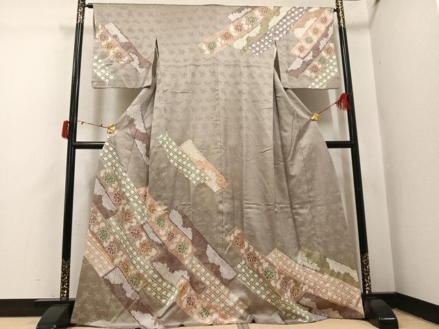 平和屋着物●訪問着 絞り 舞花文 金彩 正絹 逸品 AABI7323ph