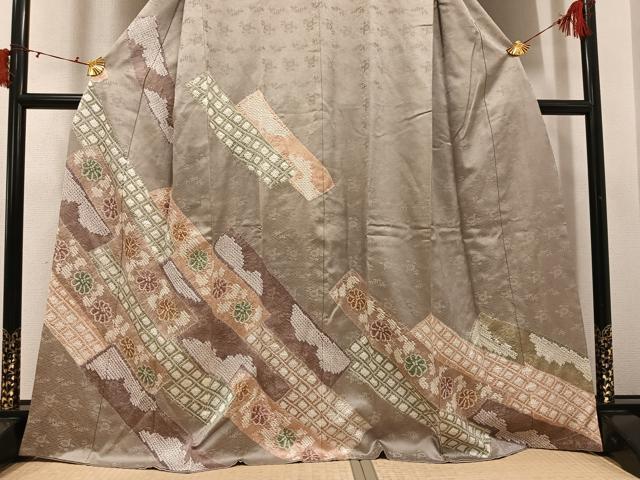 平和屋着物●訪問着 絞り 舞花文 金彩 正絹 逸品 AABI7323ph