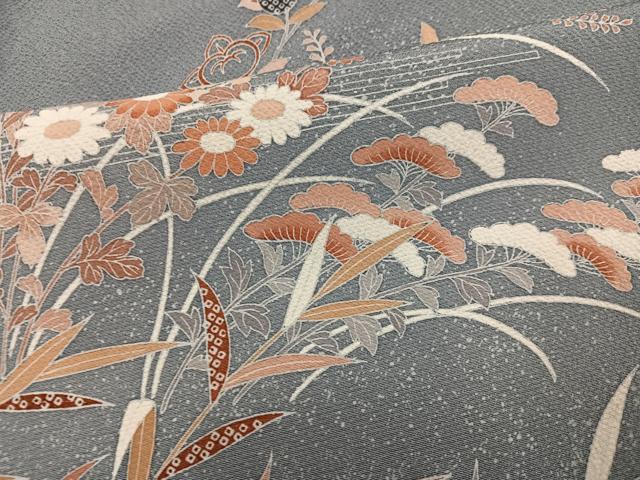 平和屋着物●訪問着 友禅 草花文 暈し染め 金彩 正絹 逸品 AABI7327ph
