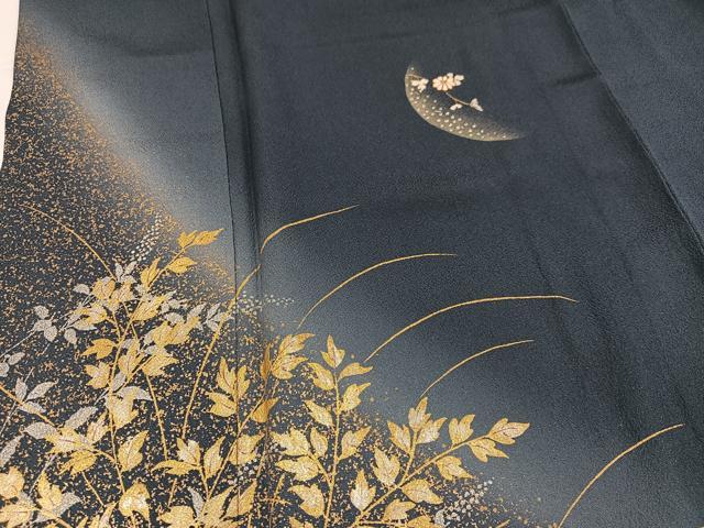平和屋着物●訪問着 駒刺繍 草花文 暈し染め 金銀彩 正絹 逸品 AABI7328ph