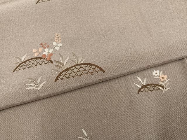 平和屋着物●訪問着 刺繍 籬草花文 正絹 逸品 AABI7330ph
