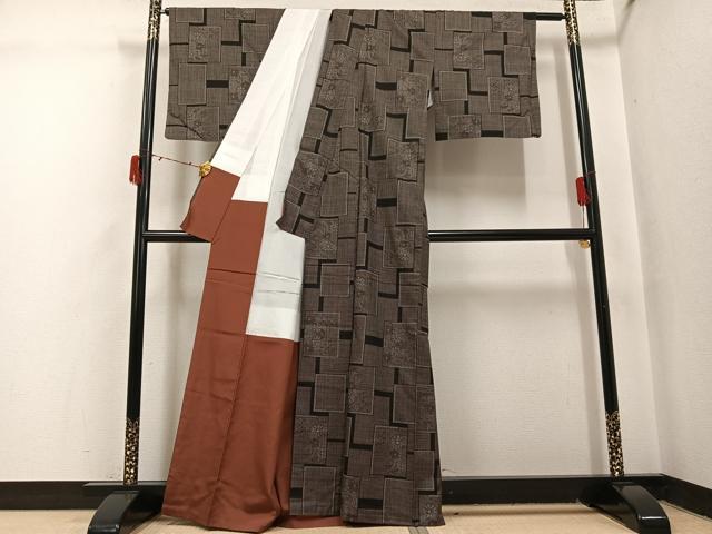 平和屋着物●本場大島紬 一元絣 色紙花文 正絹 逸品 AABI7333ph
