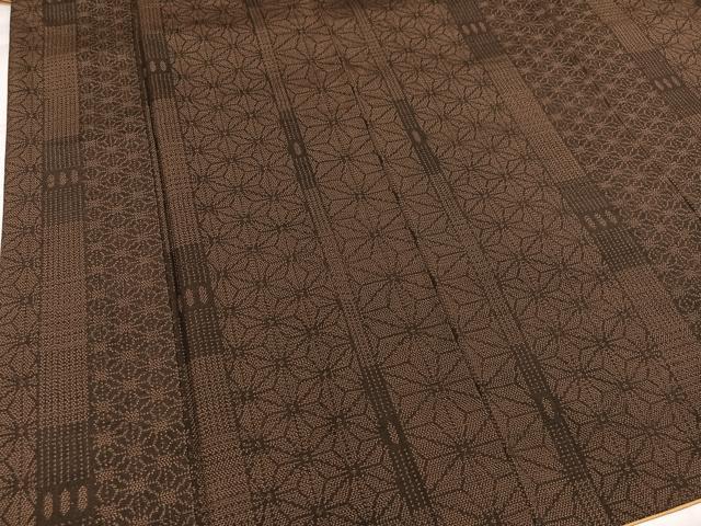 平和屋着物●上質な紬 麻の葉文様 正絹 逸品 AABI7334ph