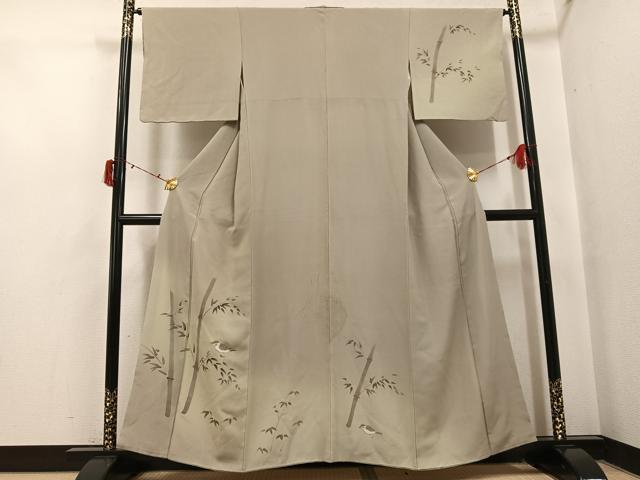 平和屋着物●訪問着 手描き 鳥 笹 暈し染め 高島屋扱い 正絹 逸品 AABI7336ph
