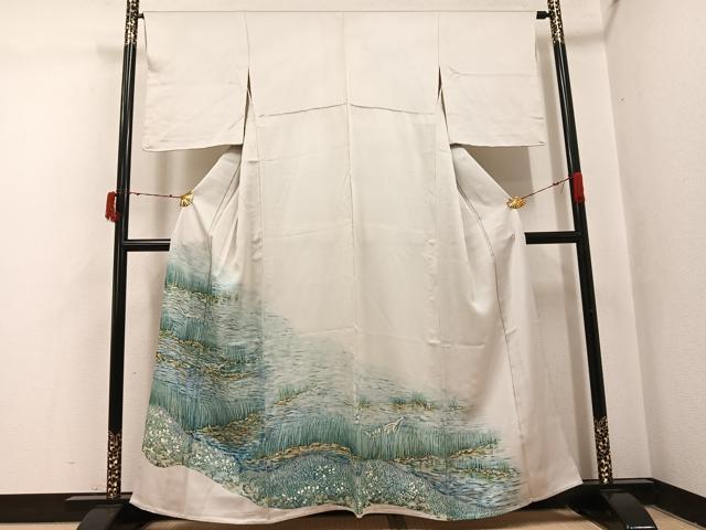 平和屋着物▽豪華色留袖 単衣 草花舟文 正絹 逸品 AABI7337ph