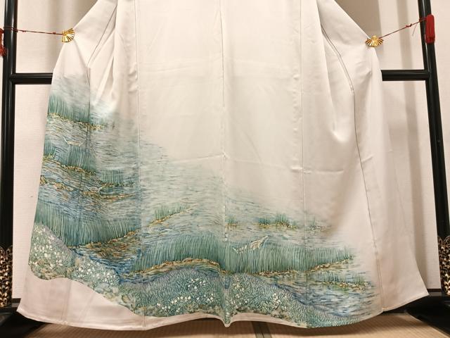 平和屋着物▽豪華色留袖 単衣 草花舟文 正絹 逸品 AABI7337ph