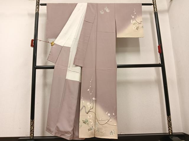 平和屋着物●訪問着 友禅 作家物 流水草花文 暈し染め 正絹 逸品 AABI7340ph