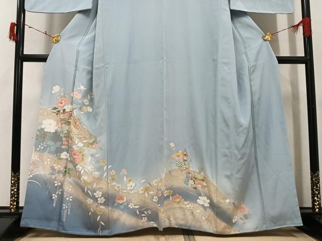 平和屋着物●訪問着 駒刺繍 几帳花文 暈し染め 金彩 正絹 逸品 AABI7343ph