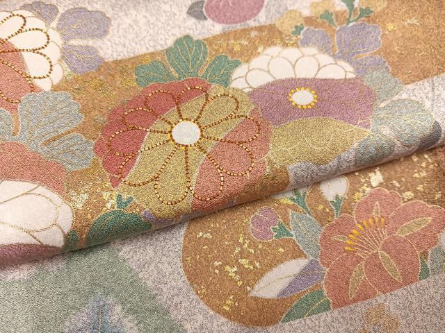 平和屋着物●訪問着 作家物 泰常 駒刺繍 絞り 金彩 金通し地 正絹 逸品 AABI7351ph
