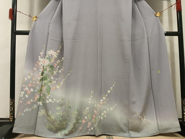 平和屋着物●宝生富美子 訪問着 友禅 梅松文 暈し染め 正絹 逸品 AABI7355ph