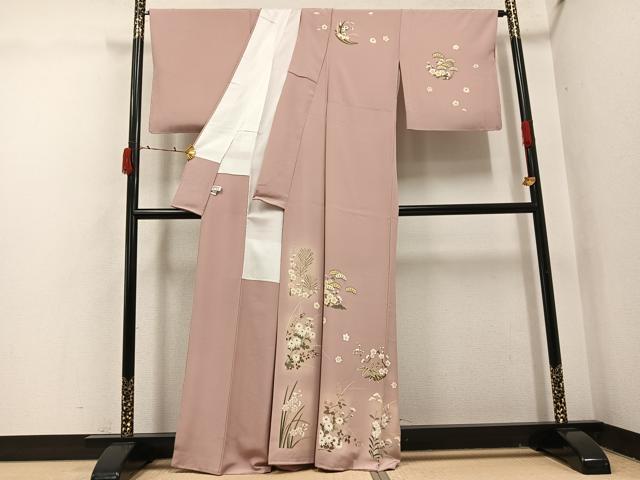 平和屋着物●京加賀友禅 松本健一 訪問着 草花文 暈し染め 正絹 逸品 AABI7358ph